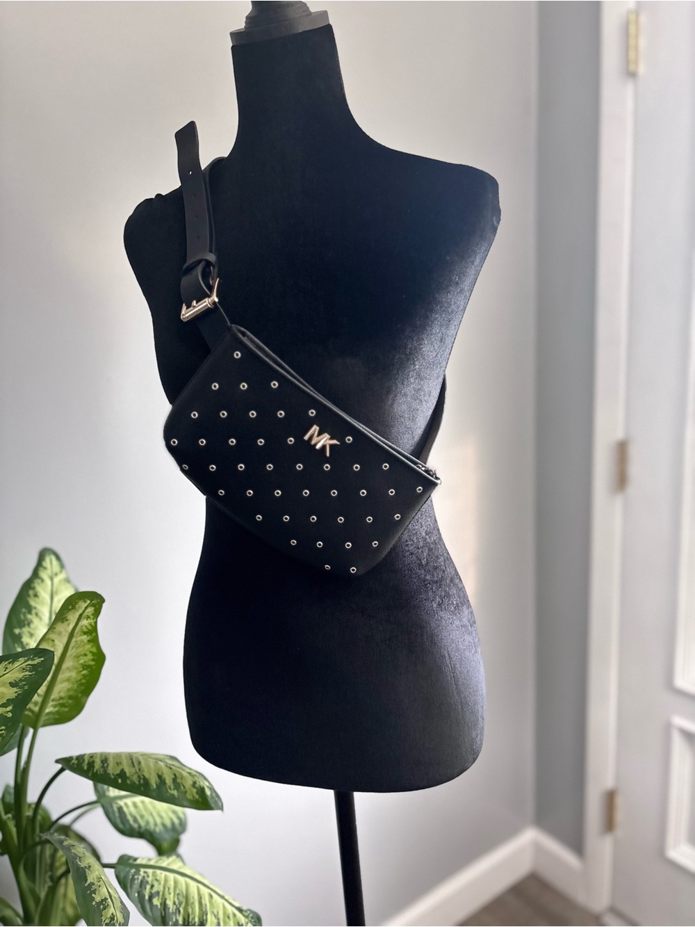 Michael Kors Black Grommet Crossbody Belt Bag